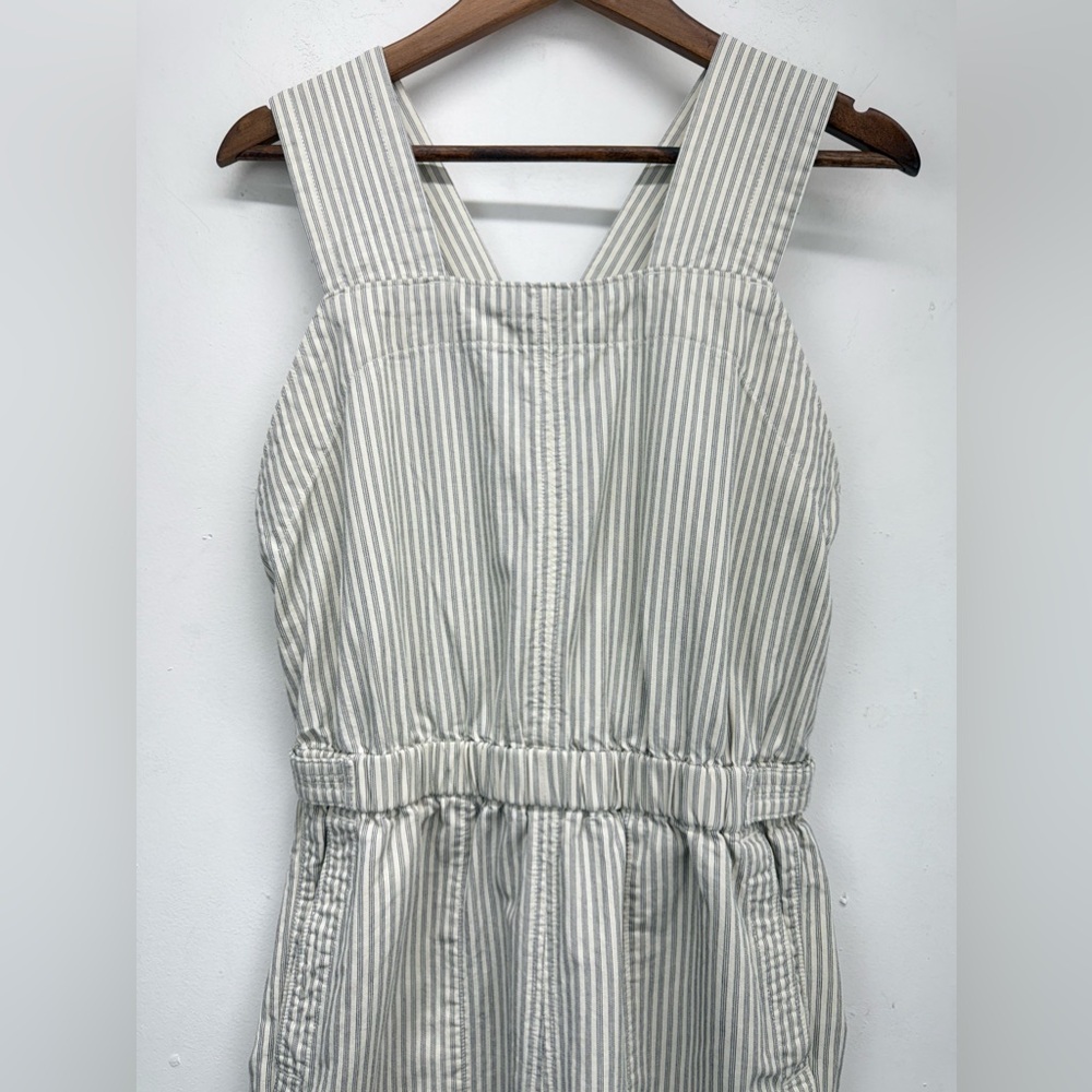 Everlane size 4 Women’s Blue White Striped Organic Cotton Linen Blend Jumpsuit - Picture 2 of 11